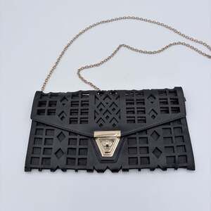 MMS Design Studio Black Laser Cut Geometric Clutch Crossbody Bag